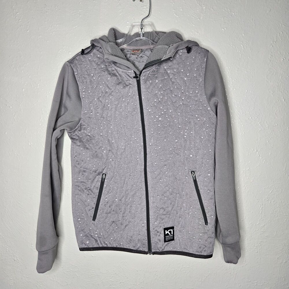Kari Traa Emma Insulated Hybrid Jacket Full Zip Hoodie Medium M Running gray
